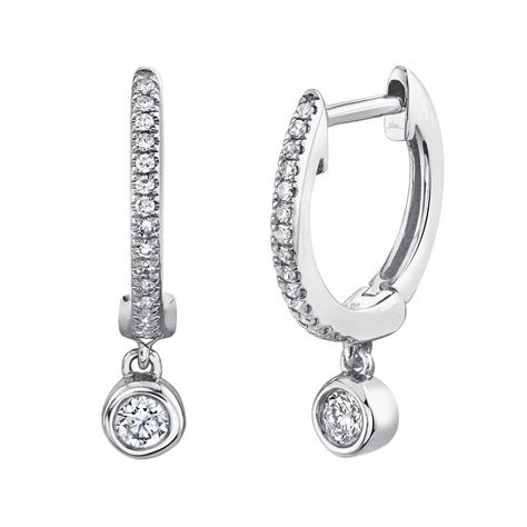 Diamond Bezel Drop Huggie Hoop Earrings Nelson Coleman Jewelers