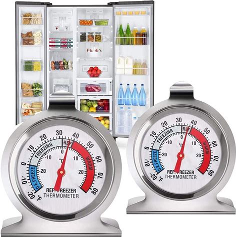 Refrigerator Thermometer Two Pack Fridge Thermometer Stainless Steel