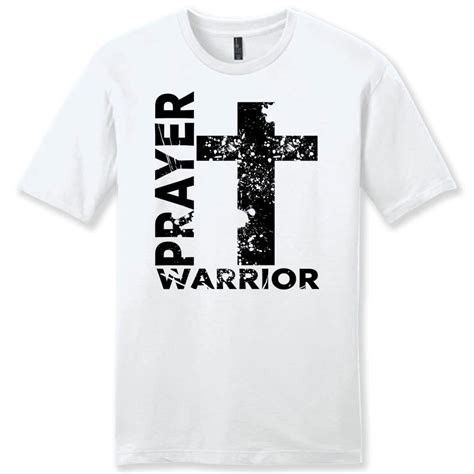 Prayer Warrior Big Cross Womens Christian T Shirt Prayer T Shirts