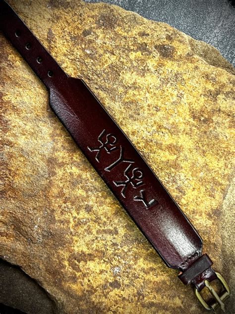 Yhwh Behold Nail Behold Hand Paleo Hebrew Leather Cuff The Unexpected