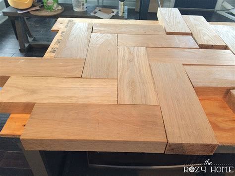 I hear old doors work great as countertops (though it's about impossible to find solid wood doors up here in alaska). DIY Herringbone Wood Countertops The Rozy Home