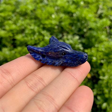 Lapis Lazuli Wolf Head Pendant Natural Stone Hand Carved Etsy