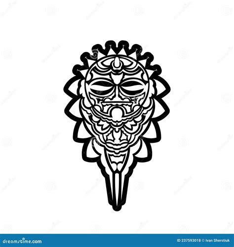 Maori Traditional Mask Polynesian Tattoo Styled Mask Vector