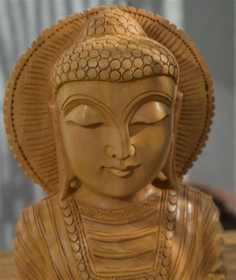 Beautifully Hand Crafted Wooden Buddha Head Handmade 8 Indian