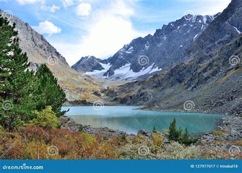Russia Altai Mountains Lake Kuyguk Kuiguk In Autumn Stock Image