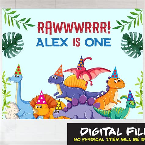 Dinosaur Party Backdrop Printable Dinosaur Banner Digital Etsy
