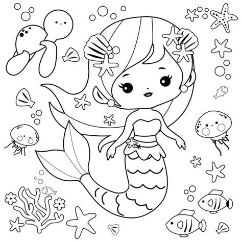 Cute Cartoon Mermaids Coloring Pages