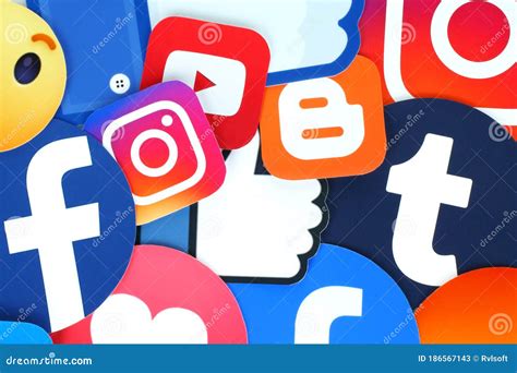 Background Of Famous Social Media Icons Editorial Stock Photo Image