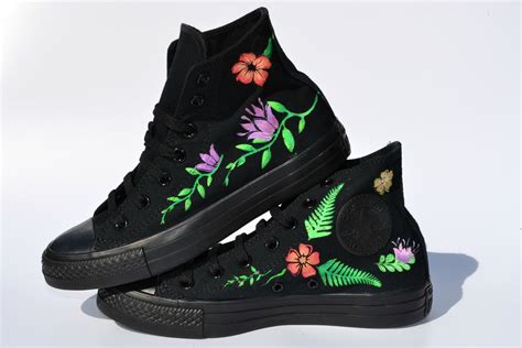 Floral Converse Floral Sneakers Wedding Shoes Prom Shoes Etsy In 2021 Floral Converse