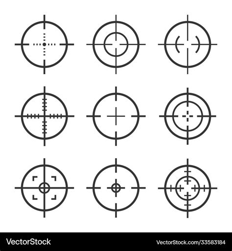 Set Target Aim Icons Sniper Scope Royalty Free Vector Image