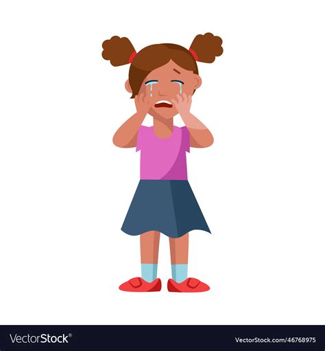 Cute Little Girl Crying Cartoon Royalty Free Vector Image