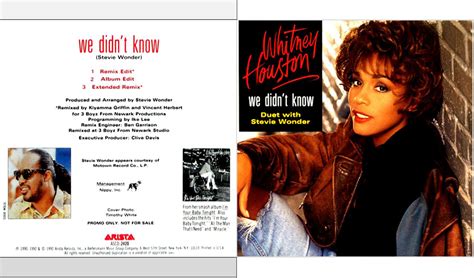 Musicollection Whitney Houston And Stevie Wonder We Didn T Know Cdsingle 1992 2018