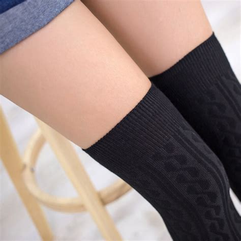 10 Solid Colors Long Sexy Stockings Female Warm Thigh High Over The