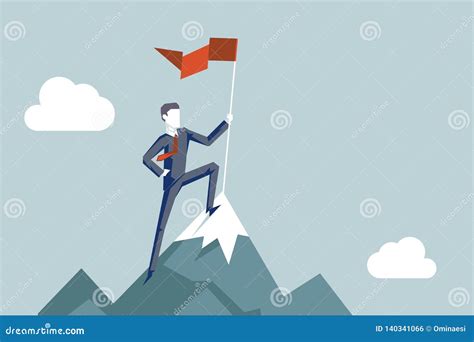 Conquering Top Of Mountain Icon Vector Outline Illustration
