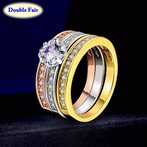 Top Quality Vintage Rounds Cubic Zirconia Rings Rose Gold Color Fashion Brand Cubic Zirconia
