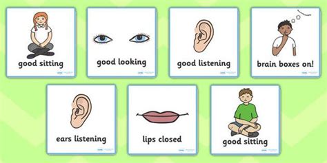 Good Listening Cards Behavior Cards Cards Phonics