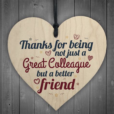 Work Colleagues Friendship Friend Heart Sign Plaque Office Thank You