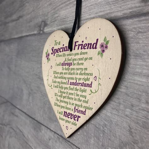Special Friend Friendship Plaque Shabby Chic Wood Heart Thank You