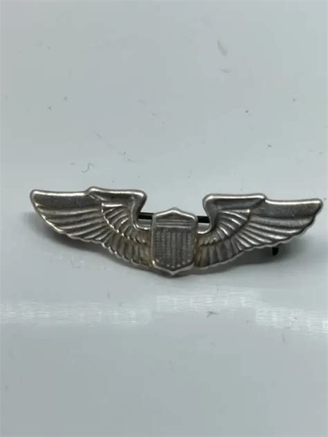 Vintage Sterling Silver Us Army Air Force Wwii Pilot Aviator Badge