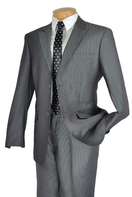 Mens Gray Single Breasted 2 Button Peak Lapel Pointed English Style