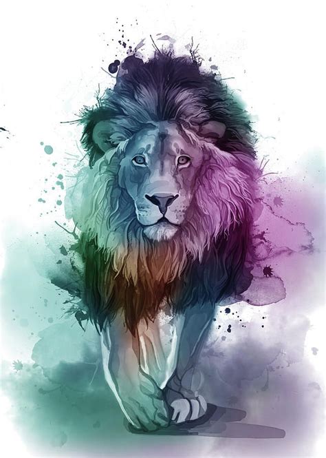 Lion Digital Art Walking Lion Watercolor By Bekim M Watercolor Lion