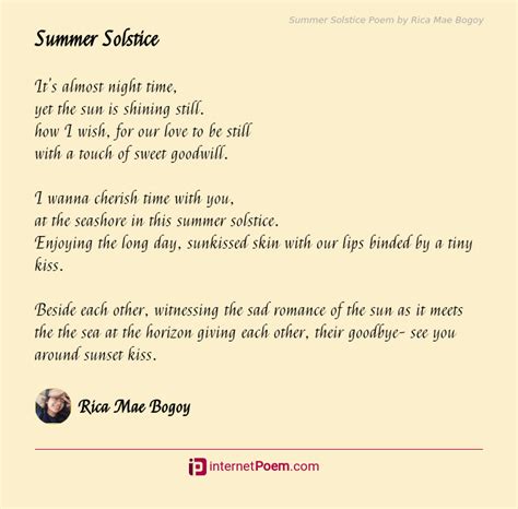 Summer Solstice Poem By Rica Mae Bogoy