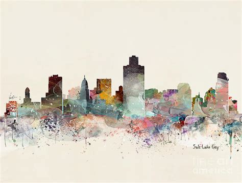 Salt Lake City Skyline Painting By Bri Buckley Fine Art America