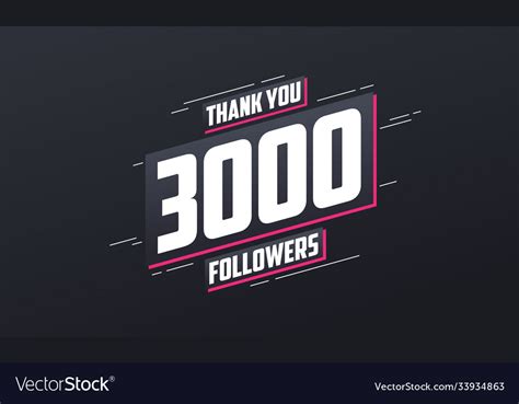 Thank You 3000 Followers Greeting Card Template Vector Image