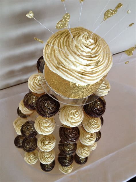 Glittery Gold Cupcakes And Giant Cupcake Giant Cupcakes Gold