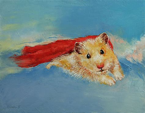Hamster Superhero Painting By Michael Creese