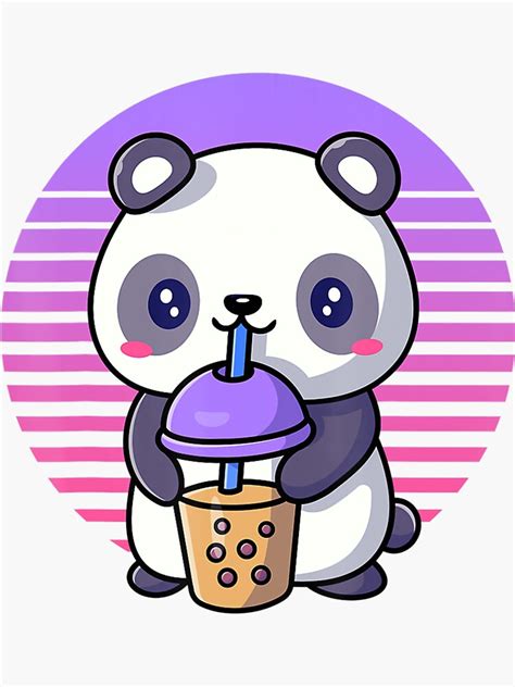 Retro Bubble Tea Kids Kawaii Panda Boba Sticker For Sale By