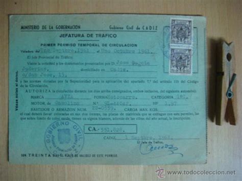 Puedes solicitar un permiso temporal de circulación para aquellos vehículos que aún no posean la matrícula ordinaria definitiva. permiso temporal de circulacion. cadiz..años 60 - Comprar ...