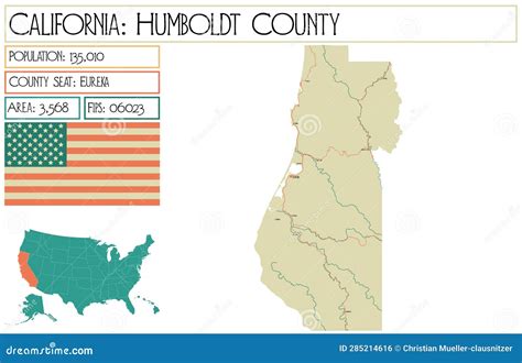 Large And Detailed Map Of Humboldt County In California Stock