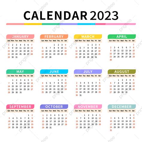2023 Calendar Planner Vector Png Images 2023 Color Calendar 2023