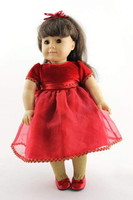 American Girl Doll Samantha With Red Holiday Dress Outfit Rare