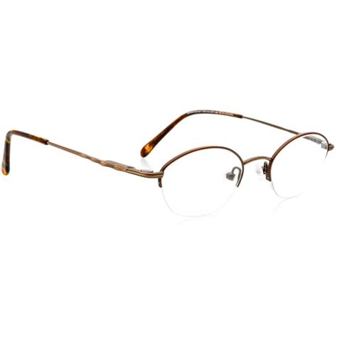 Optical Eyewear Oval Shape Metal Half Rim Frame Prescription Eyeglasses Rx Bronze Brown