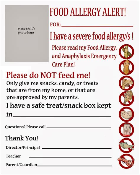 Thriving With Allergies Peanut Tree Nut Free Classroom Poster Food