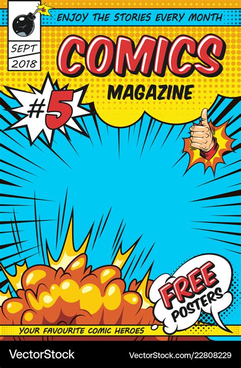 Comic Magazine Cover Template Royalty Free Vector Image