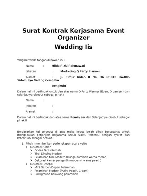 Kontrak Kerjasama  Ini Contoh Kontrak Kerjasama untuk Perjanjian