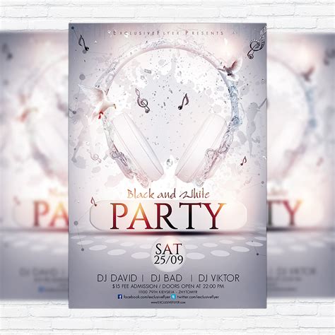 Black And White Party Premium Flyer Template Facebook Cover