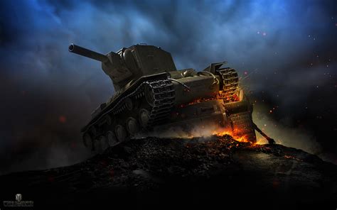 Wallpaper Wot Tanks Russian Kv 2 Games Night 1920x1200