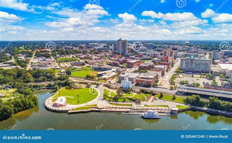 Montgomery Alabama Usa Downtown Drone Skyline Aerial Panorama Stock