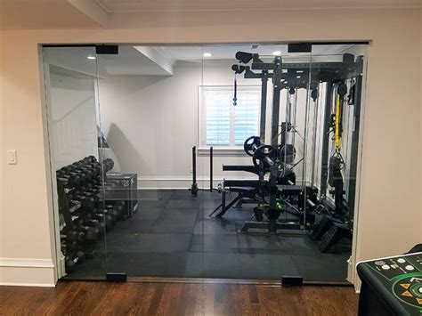 Interior Glass Walls Gym Room At Home Home Gym Decor Home Gym Basement