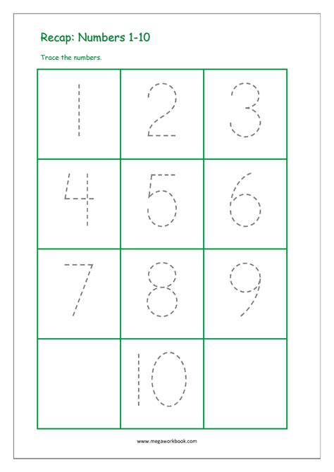 For parents and day care providers. Pre K Worksheets Numbers 1-10 | NumbersWorksheet.com