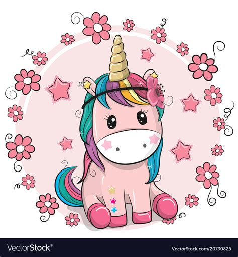 Greeting Card Unicorn With Flowers On A Pink Vector Image