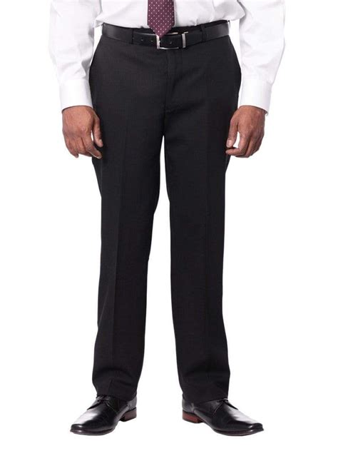 Montefino Mens Solid Black 100 Wool Slim Fit Quality Dress Pants The
