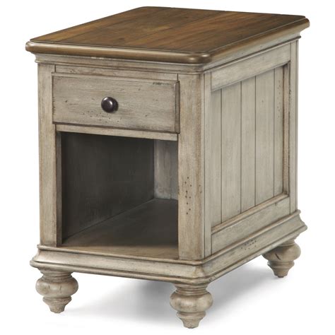 Flexsteel Ventura Relaxed Vintage Chairside Table with Open Storage