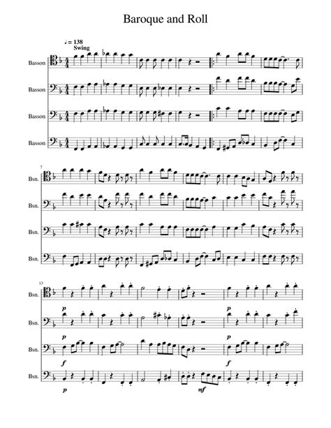Baroque And Roll Bassons Sheet Music For Bassoon Woodwind Quartet