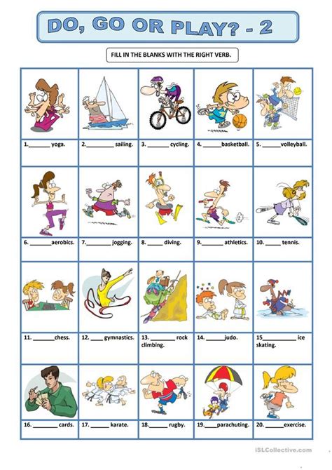 Do Go Or Play 2 English Esl Worksheets For Distance Learning And
