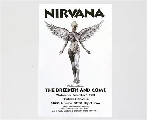 Nirvana 1993 In Utero Tour Concert Poster Rare Re Print Etsy Australia
